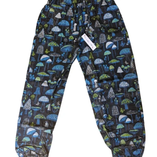 Blue Mushroom Print Hippy Trousers