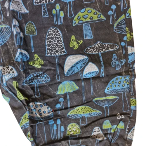 Blue Mushroom Print Hippy Trousers