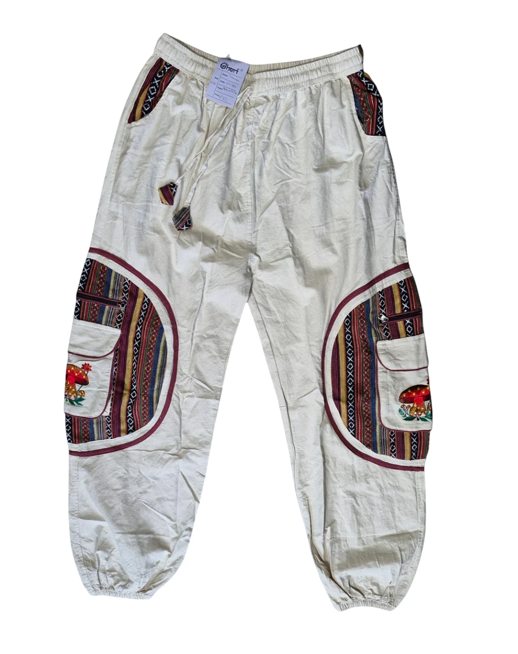 cream aztec mushroom hippy cargo trousers cream aztec mushroom hippy cargo trousers