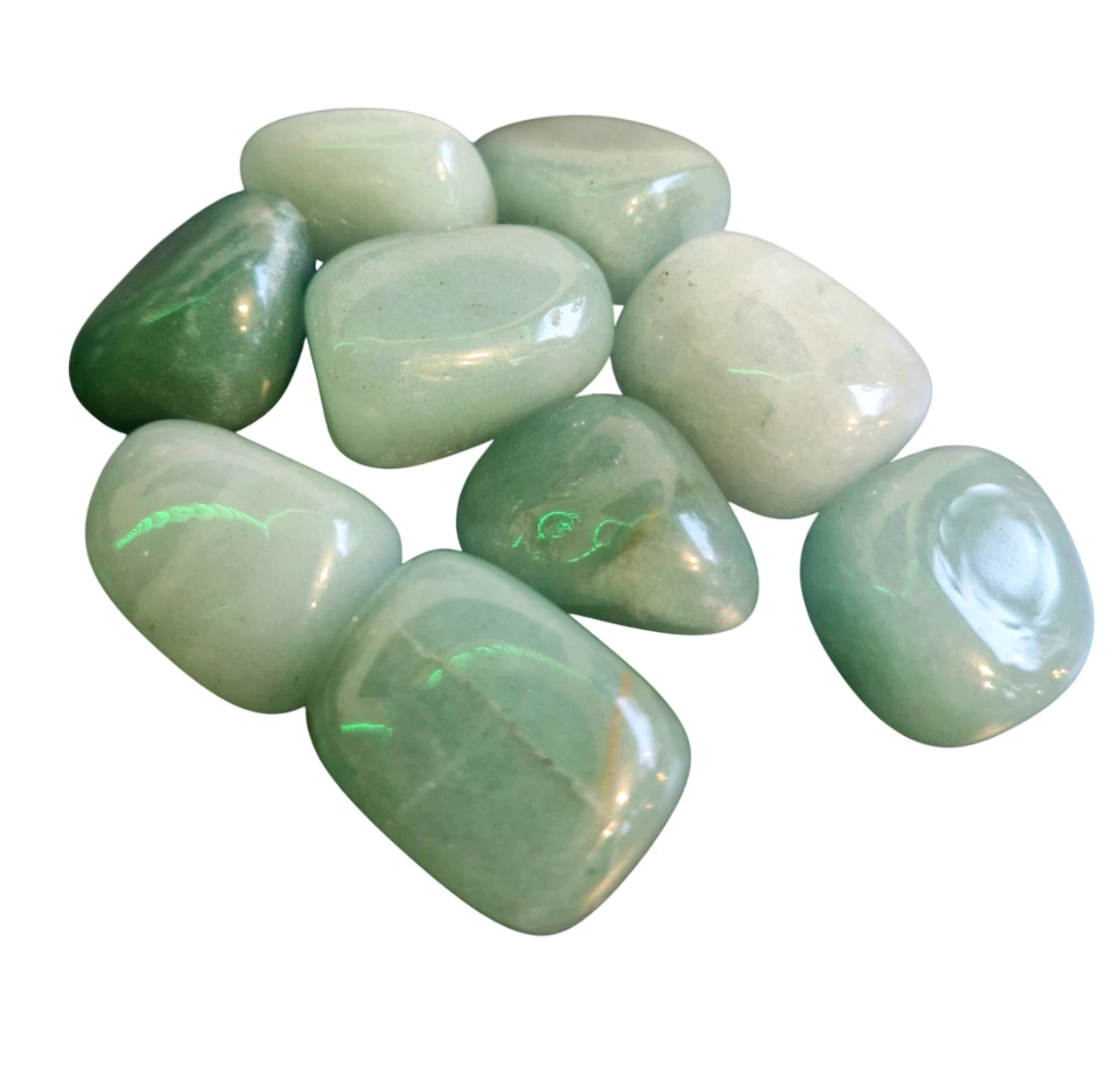 green aventurine tumblestone polished crystals natural healing good luck