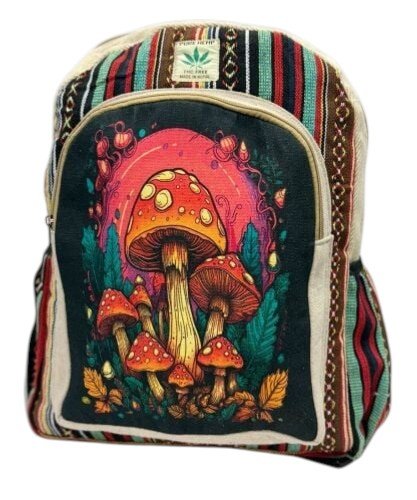Mushroom Backpack Hemp Rucksack Hippy Handmade Festival Wear Alternative Boho Mushroom Backpack Hemp Rucksack Hippy Handmade Festival Wear Alternative Boho