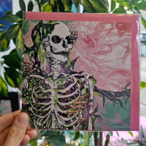 Gothic Skeleton Greetings Card Kelly Noble Illustration