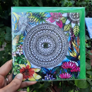 Psychedelic Mandala Tropical Flower Greetings Card Handmade Birthday Gift Nature