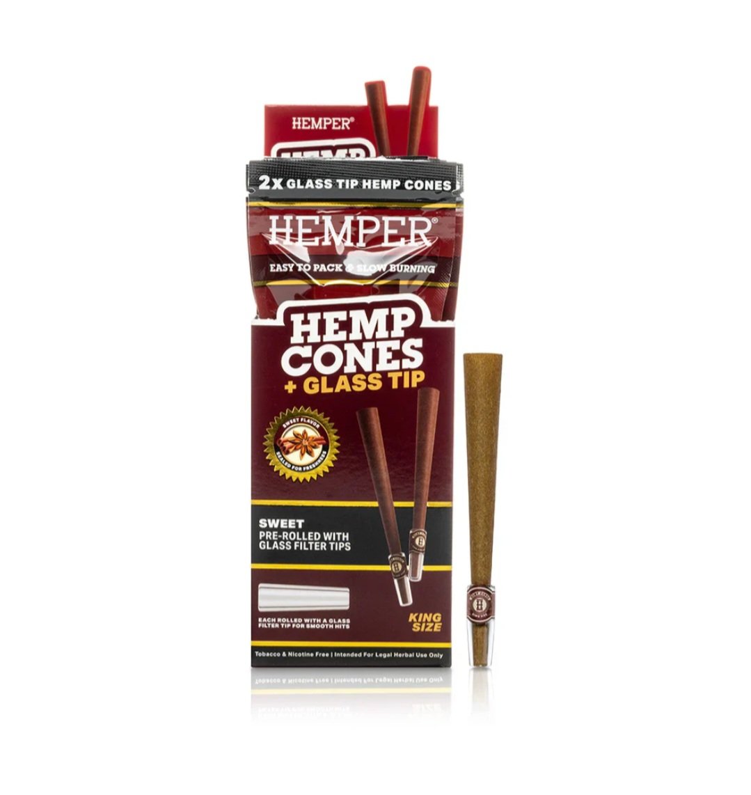hemper kingsize prerolled hemp cones glass tipped sweet