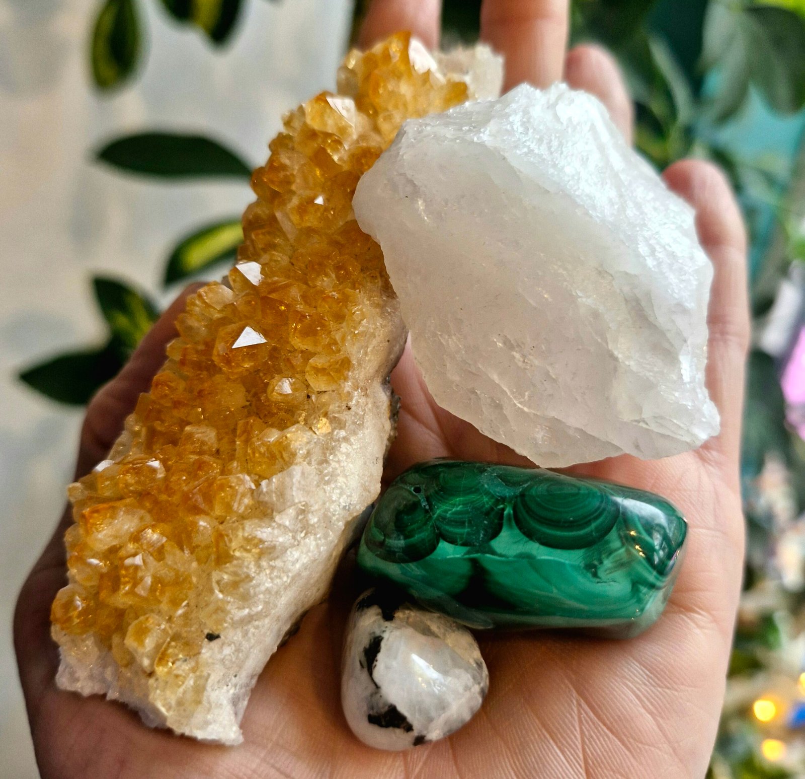 new beginnings crystal healing pack citrine clear quartz rainbow moonstone malachite