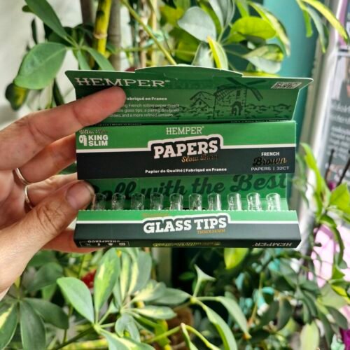Hemper King Size Rolling Papers Natural & Glass Tips
