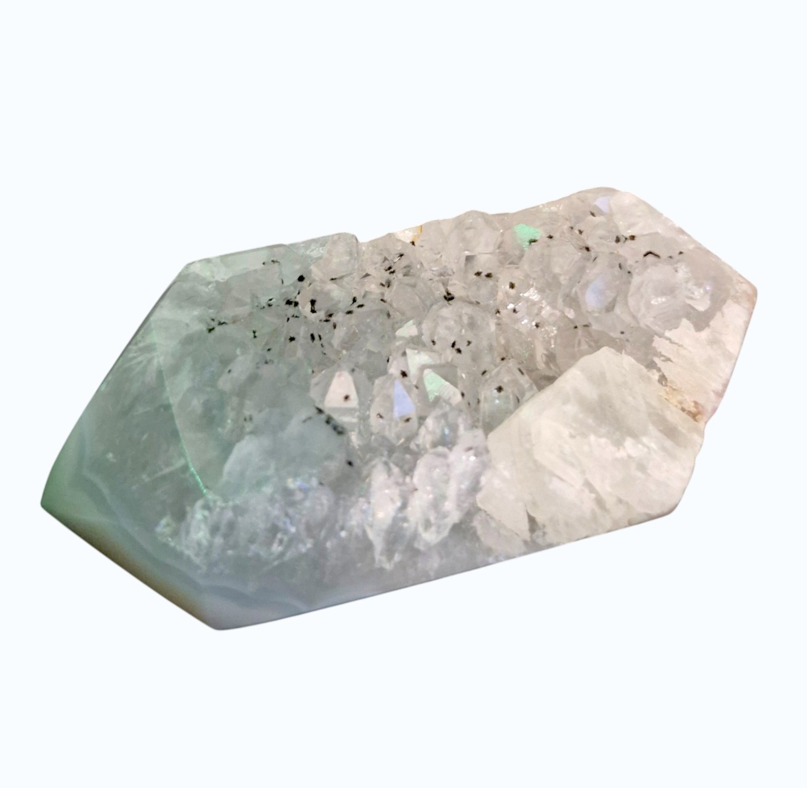 Druzy Agate Quartz Polished Freeform Shape Crystals Healing Anxiety Pain Relief Druzy Agate With Quartz