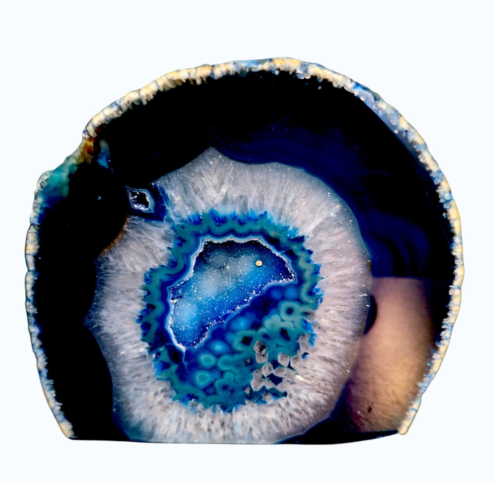 Blue Agate Quartz Polished Freeform Crystal Slice Minerals Healing