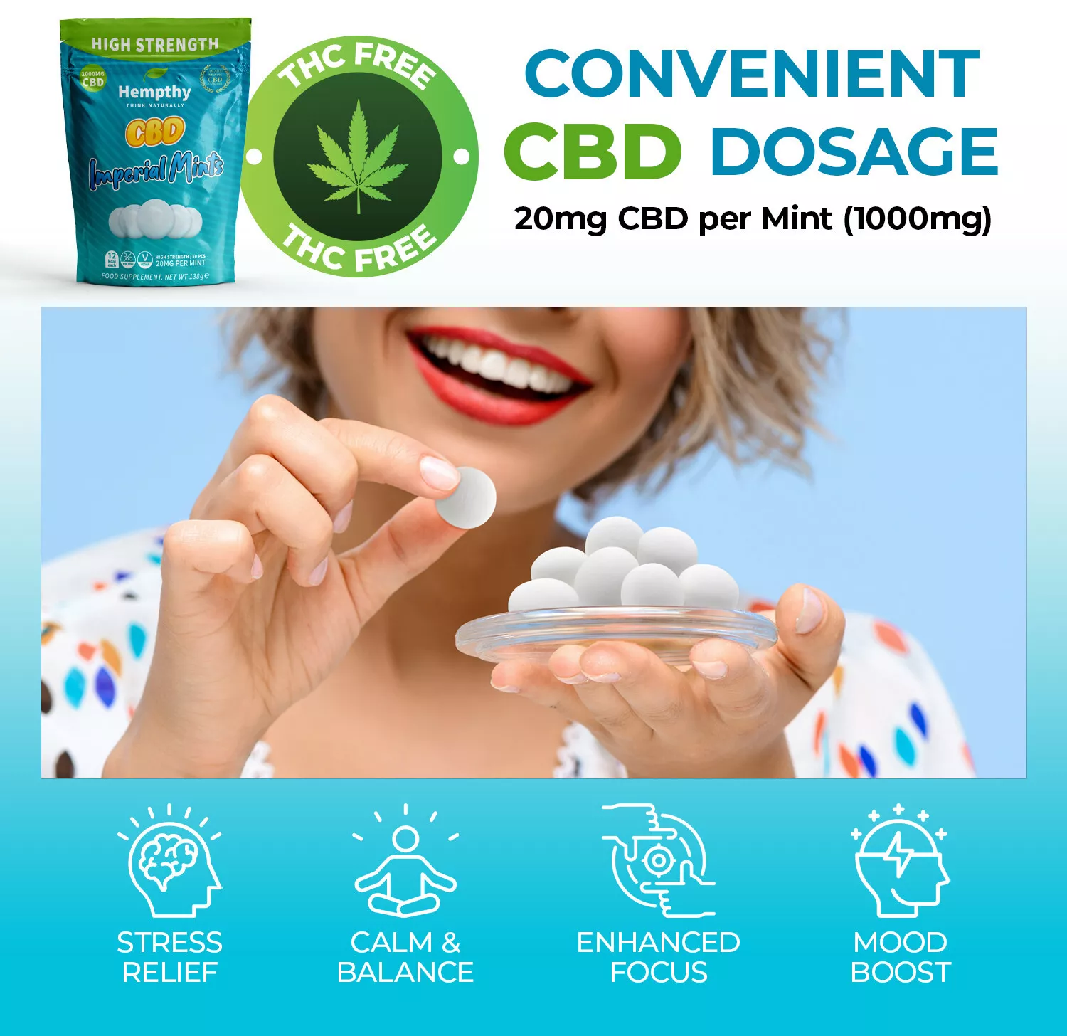 CBD Mints 1000mg High Strength Hempthy
