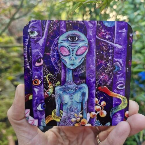 Alien Psychedelic Drinks Coaster