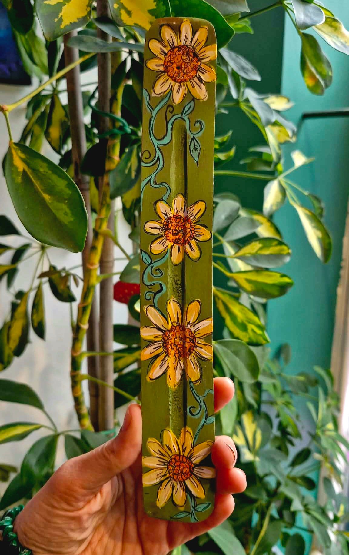 Hand Painted Floral Wooden Incense Holder