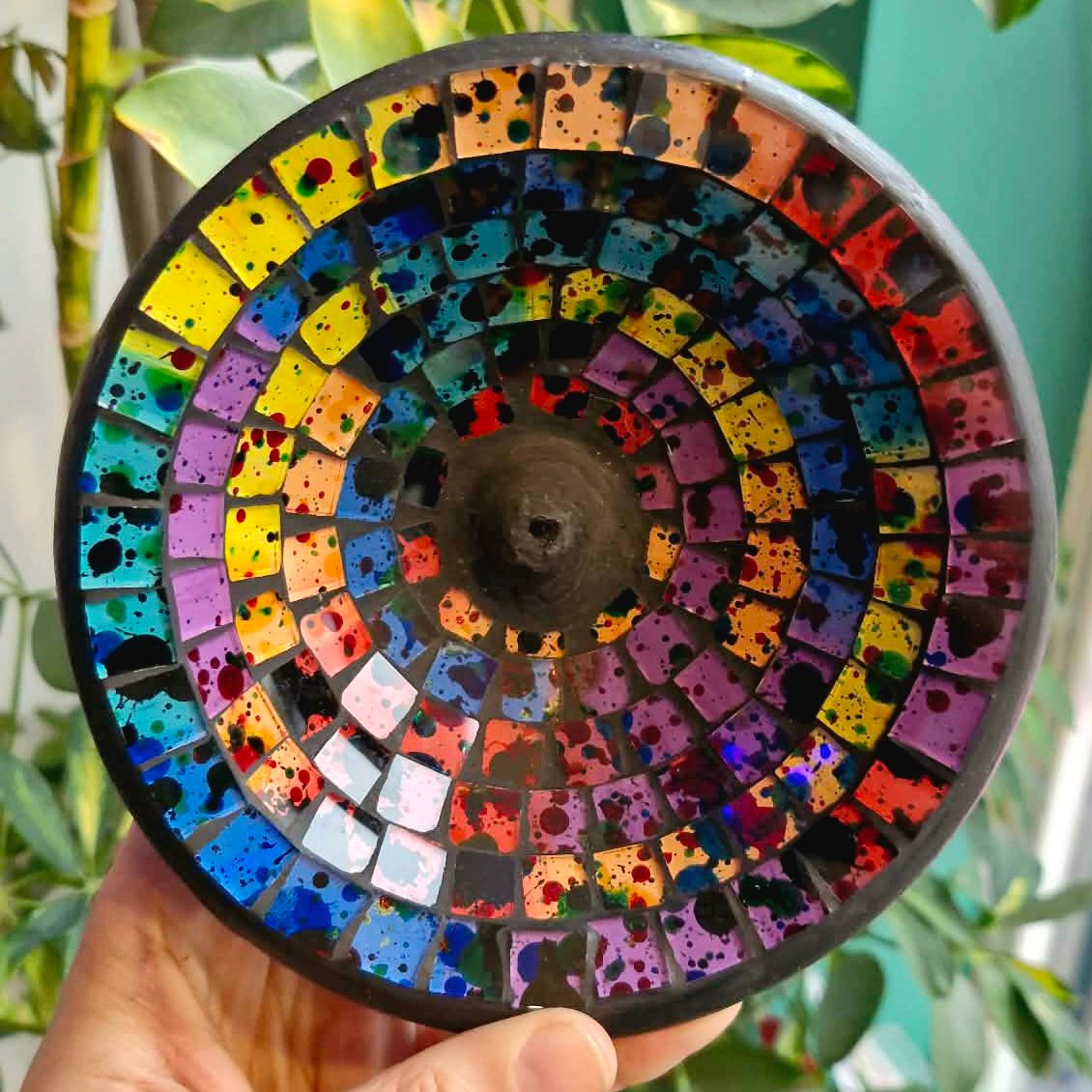 Boho Rainbow Mosaic Incense Holder Gringo Fairtrade Indonesian Handmade Hippy