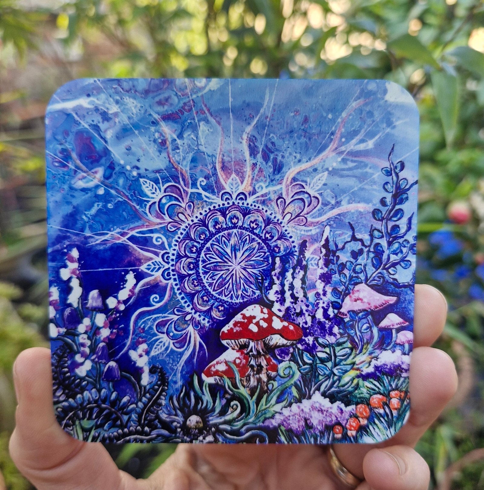 mushroom forest drinks coaster kelly noble illustration handmade gift