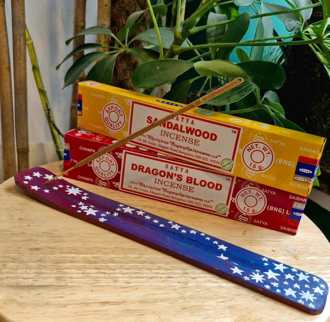 Fairtrade Hand Painted Stars Wooden Incense Holder Boho Hippy Kelly Noble illustration Handpainted stars Incense Holder