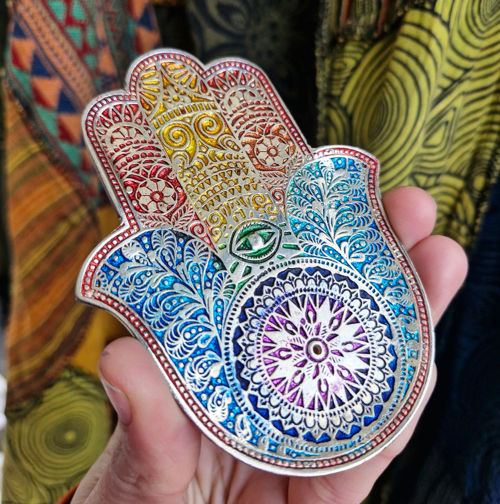 Hamsa Enamel Incense Holder