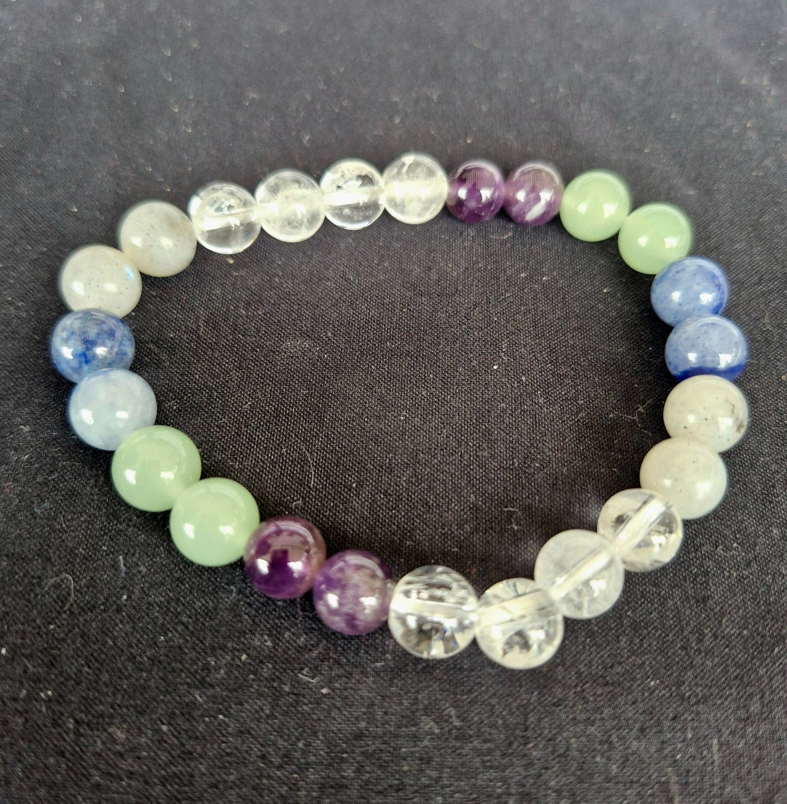 Anxiety crystal bracelet: labradorite, blue Aventurine, Amethyst, Clear Quartz