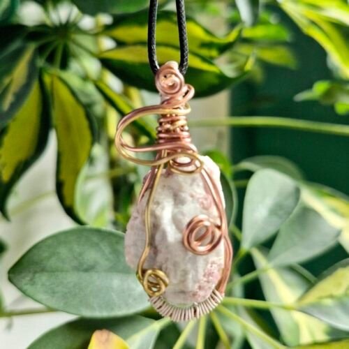Pink Tourmaline Handmade Wirewrapped Crystal Necklace