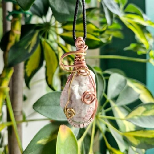 Pink Tourmaline Handmade Wirewrapped Crystal Necklace