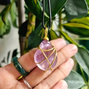 Amethyst Handmade Wire Wrapped Crystal Necklace
