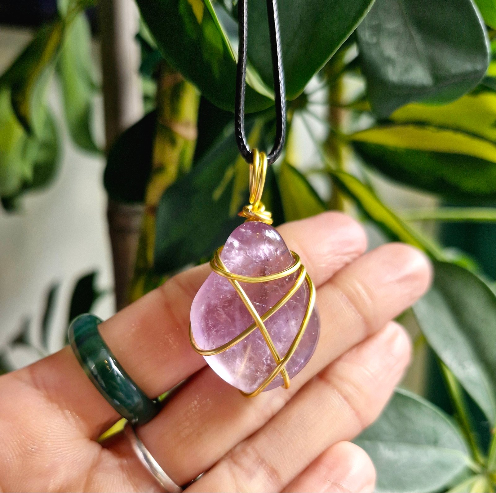 Amethyst Handmade Wire Wrapped Crystal Necklace