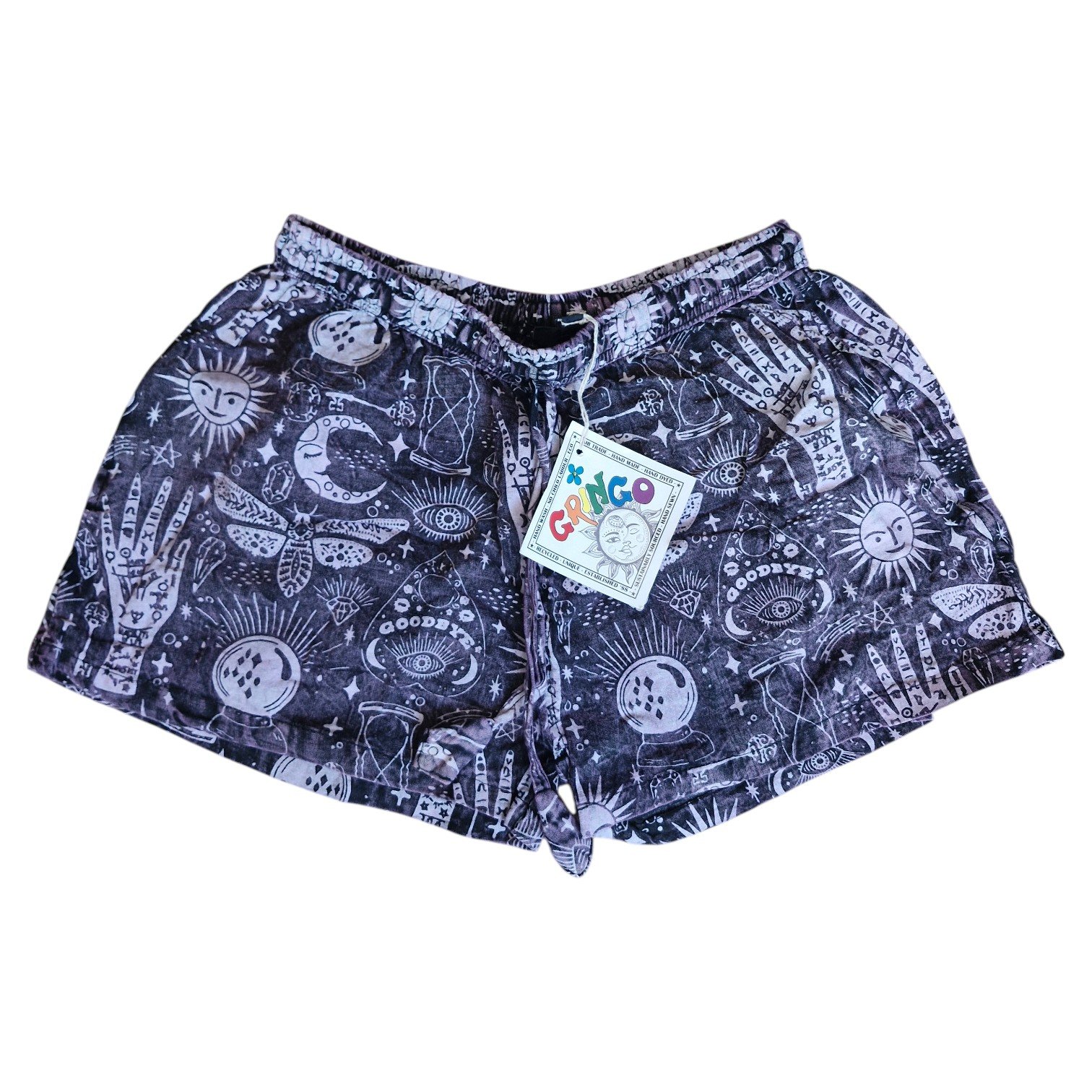 Womens Celestial Print Shorts Gringo Fairtrade Spiritual Boho Festival Wear Gringo Spiritual Shorts