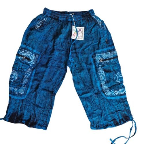 Gringo Stonewashed Sun Print 3/4 Cargo Shorts