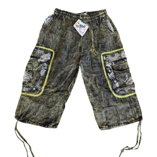 Gringo Stonewashed Sun Print 3/4 Cargo Shorts