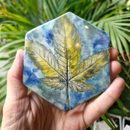 Cannabis Ceramic Coaster - Natural Green