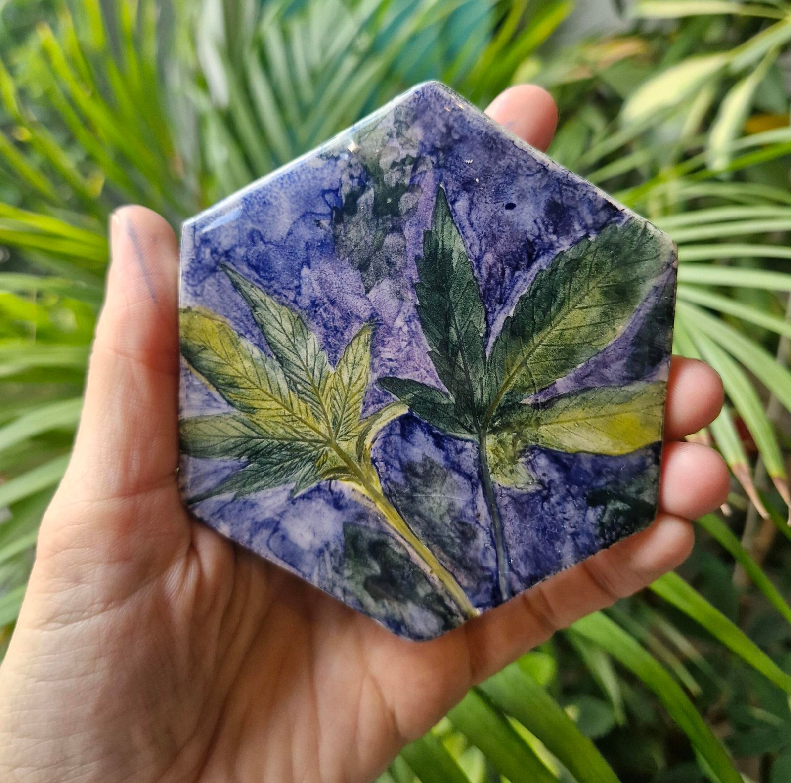 ceramic cannabis coaster stoner gift marijuana weed kelly noble illustration