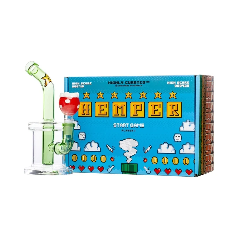 hemper gaming bong waterpipe glass glassware retro gamer mario