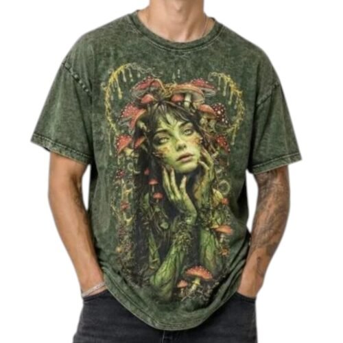 Psychedelic Mushroom Forest Cotton Tshirt Emo Goth Trippy Alternative Hippy Fae Psychedelic Mushroom Forest Tshirt