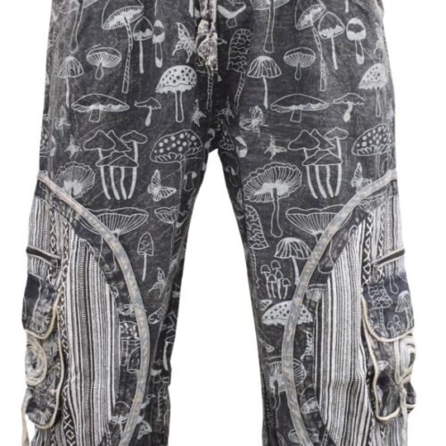 Mushroom Print Chakra Trousers black front Mushroom Print Chakra Trousers