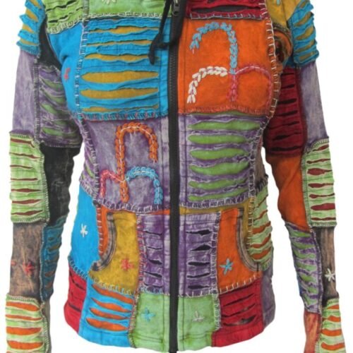 Patchwork Razorcut Hoodie front Womens Patchwork Razorcut Hoodie