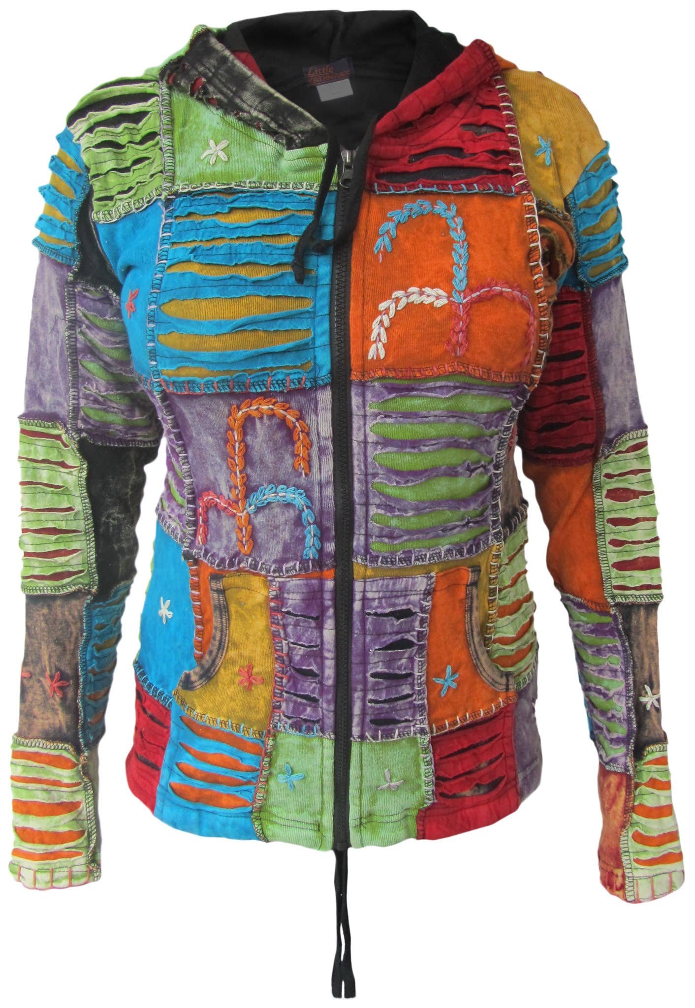 Patchwork Razorcut Hoodie front Womens Patchwork Razorcut Hoodie